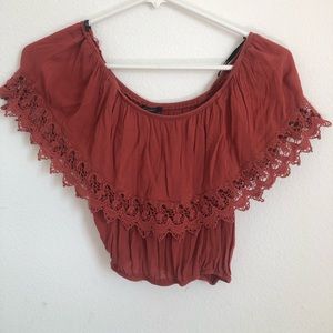 Orange off the shoulder crop top